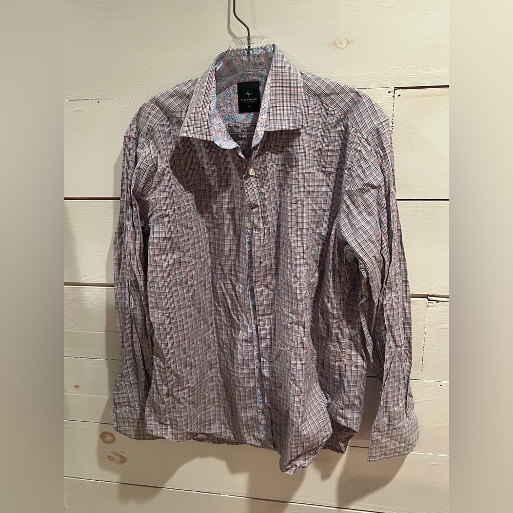 Tailorbyrd Men's Multicolor Checkered Shirt, size M, EUC, pastel, colorful